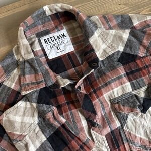 Reclaim Athletic Men's XL Plaid Flannel Long Sleeve‎ Snap Up Shirt Top